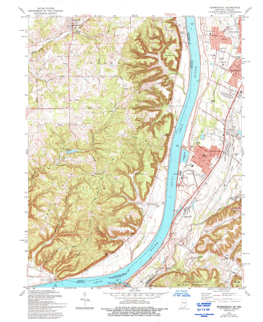 Classic USGS Kosmosdale Kentucky 7.5'x7.5' Topo Map Image