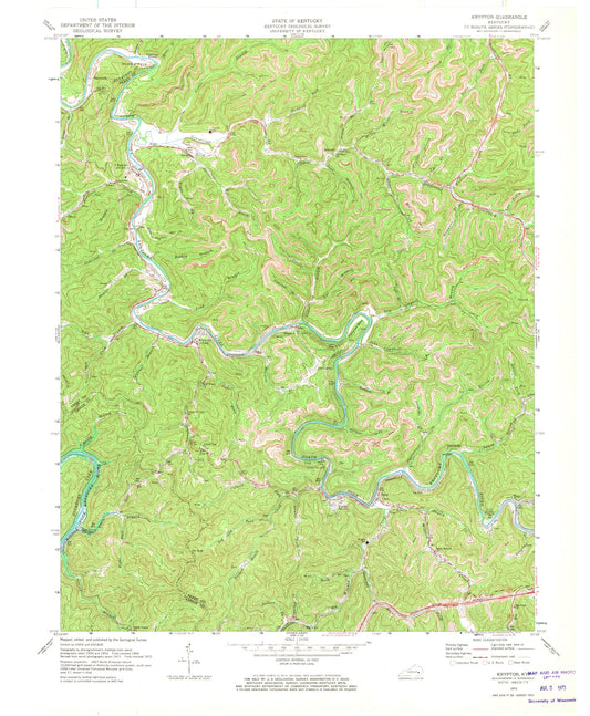 Classic USGS Krypton Kentucky 7.5'x7.5' Topo Map Image