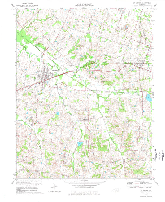 Classic USGS La Center Kentucky 7.5'x7.5' Topo Map Image