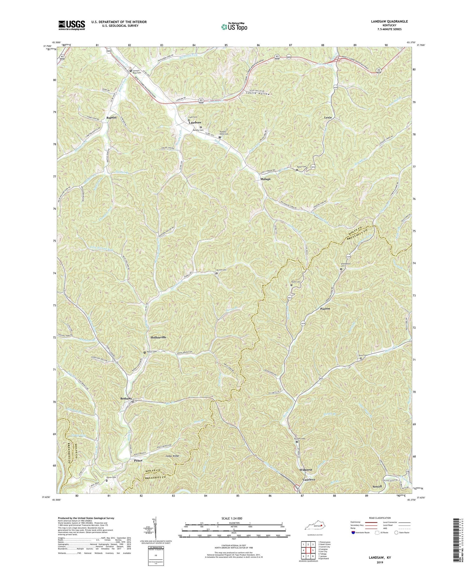 Landsaw Kentucky US Topo Map Image