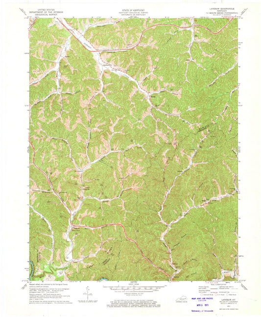 Classic USGS Landsaw Kentucky 7.5'x7.5' Topo Map Image