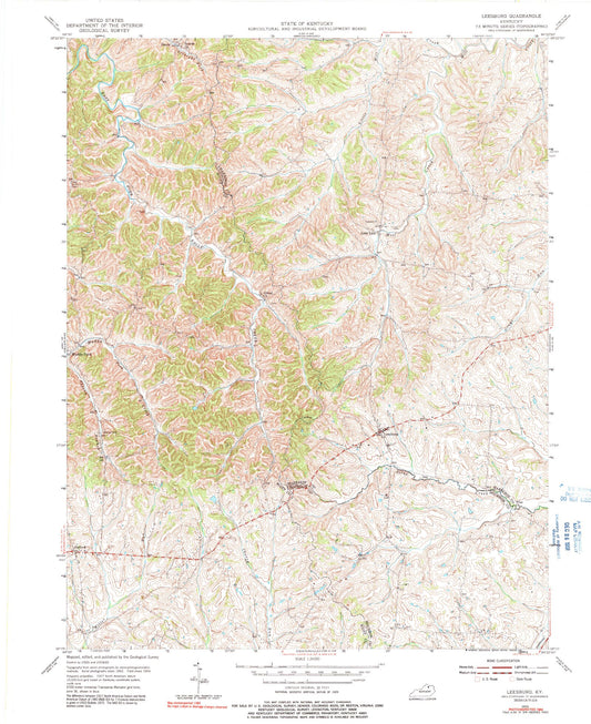 Classic USGS Leesburg Kentucky 7.5'x7.5' Topo Map Image