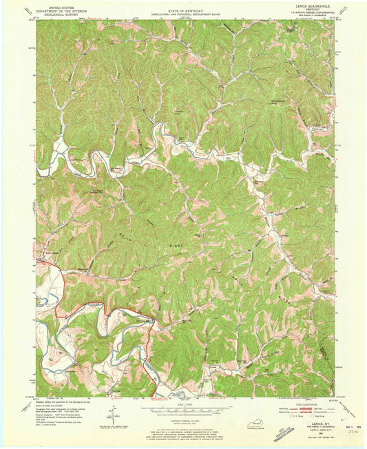 Classic USGS Lenox Kentucky 7.5'x7.5' Topo Map Image
