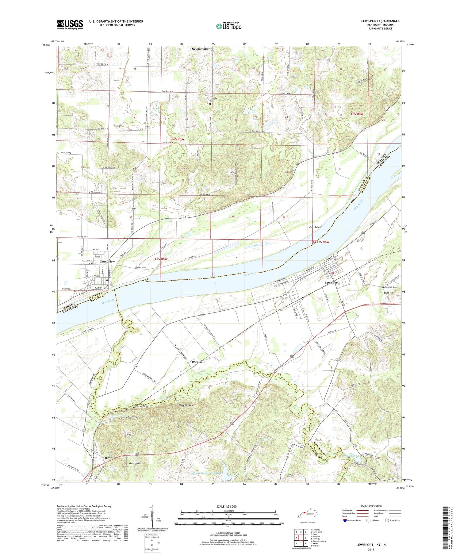 Lewisport Kentucky US Topo Map Image