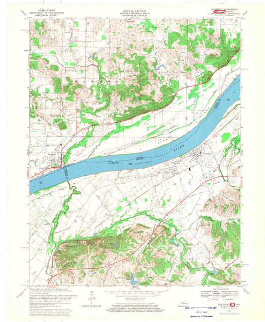 Classic USGS Lewisport Kentucky 7.5'x7.5' Topo Map Image