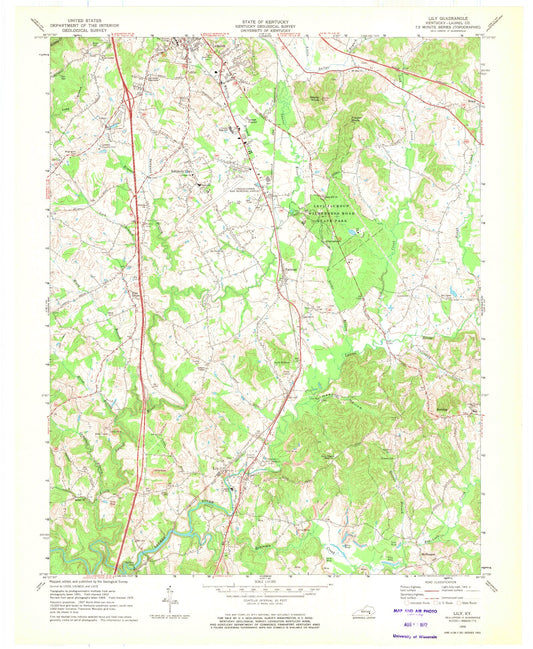 Classic USGS Lily Kentucky 7.5'x7.5' Topo Map Image