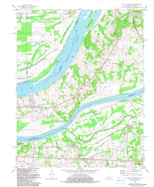 Classic USGS Little Cypress Kentucky 7.5'x7.5' Topo Map Image
