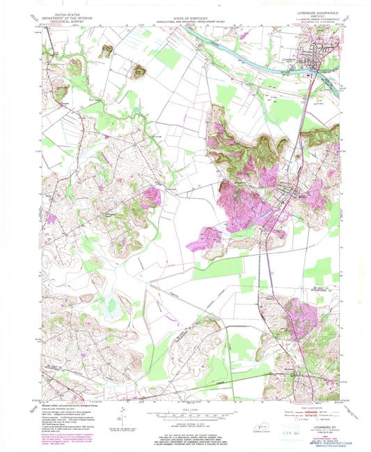 Classic USGS Livermore Kentucky 7.5'x7.5' Topo Map Image
