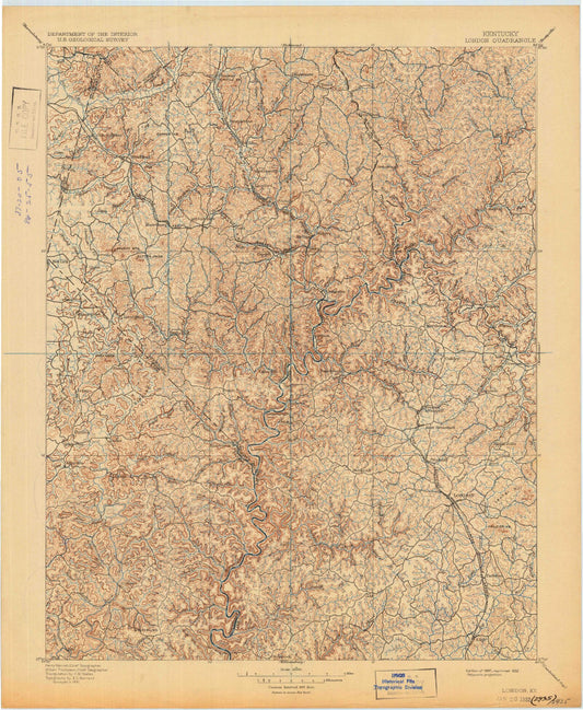 Historic 1897 London Kentucky 30'x30' Topo Map Image