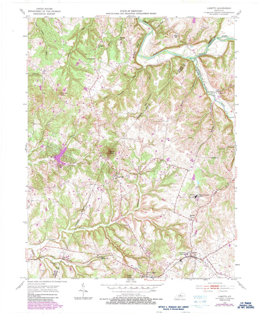 Classic USGS Loretto Kentucky 7.5'x7.5' Topo Map Image