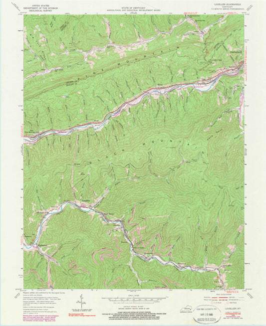 Classic USGS Louellen Kentucky 7.5'x7.5' Topo Map Image