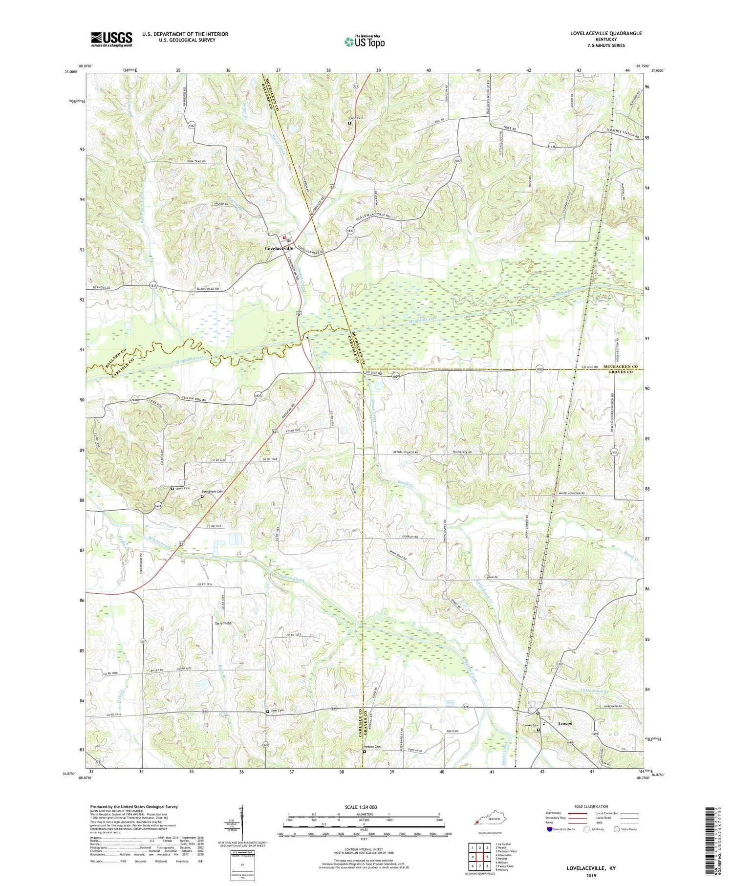 Lovelaceville Kentucky US Topo Map Image