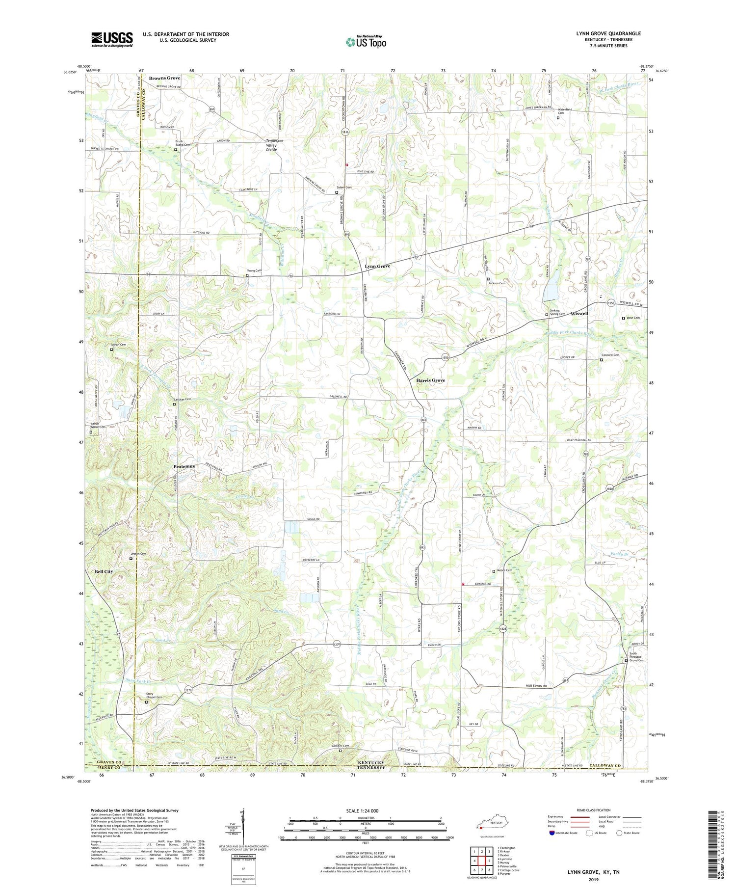 Lynn Grove Kentucky US Topo Map Image
