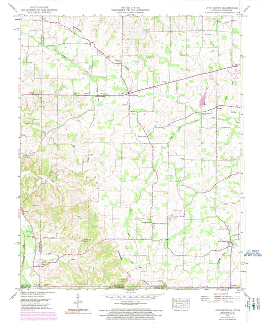 Classic USGS Lynn Grove Kentucky 7.5'x7.5' Topo Map Image