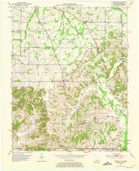 Classic USGS Lynnville Kentucky 7.5'x7.5' Topo Map Image