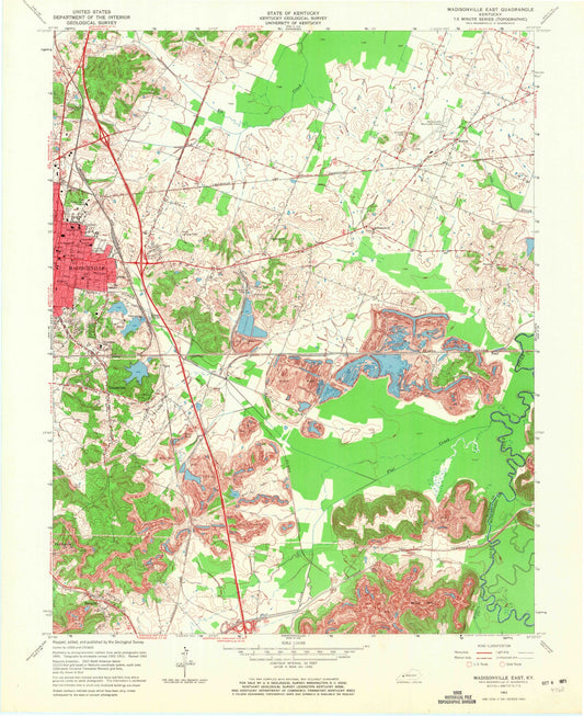 Classic USGS Madisonville East Kentucky 7.5'x7.5' Topo Map Image