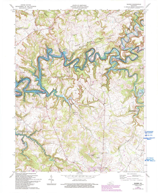 Classic USGS Madrid Kentucky 7.5'x7.5' Topo Map Image