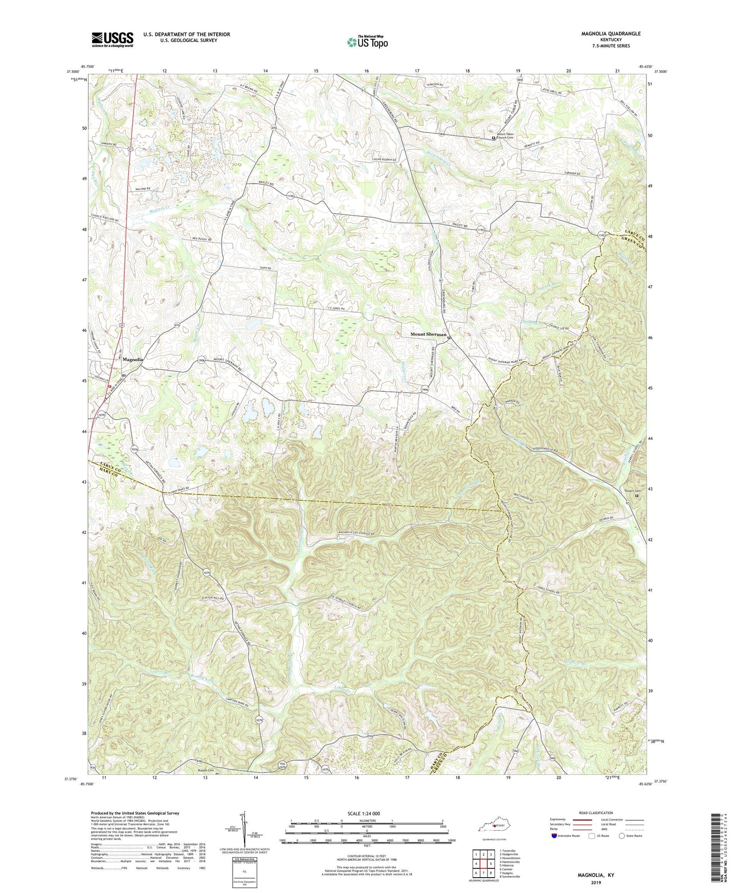 Magnolia Kentucky US Topo Map Image