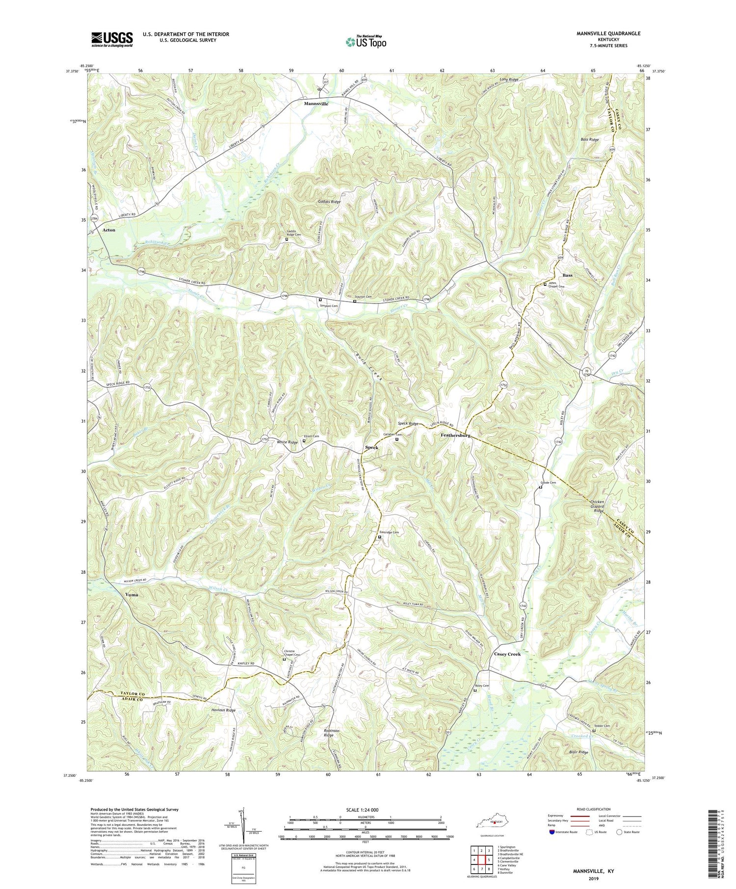 Mannsville Kentucky US Topo Map Image