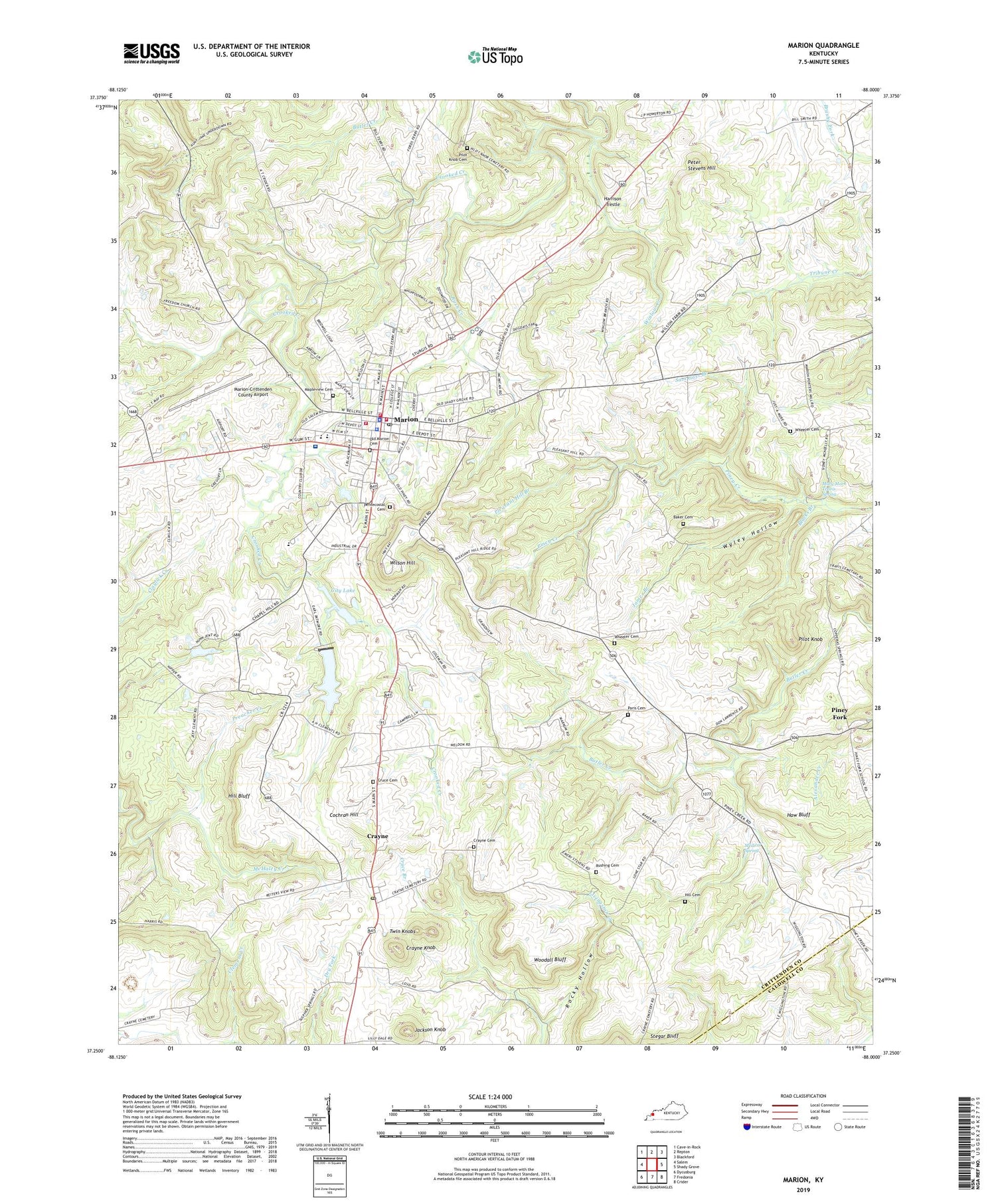 Marion Kentucky US Topo Map Image