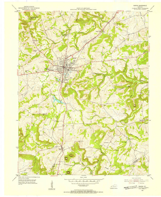 Classic USGS Marion Kentucky 7.5'x7.5' Topo Map Image