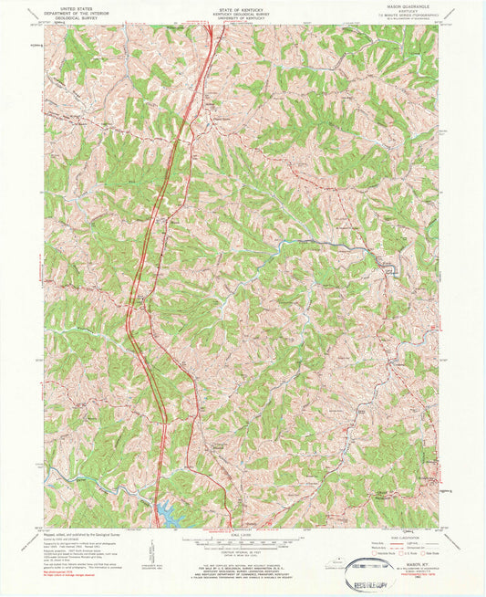 Classic USGS Mason Kentucky 7.5'x7.5' Topo Map Image