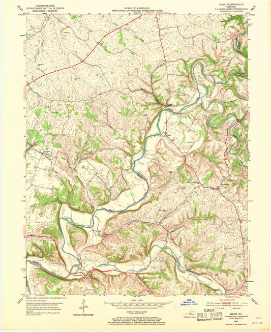 Classic USGS Maud Kentucky 7.5'x7.5' Topo Map Image