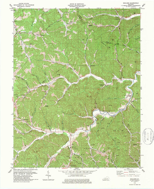 Classic USGS Maulden Kentucky 7.5'x7.5' Topo Map Image