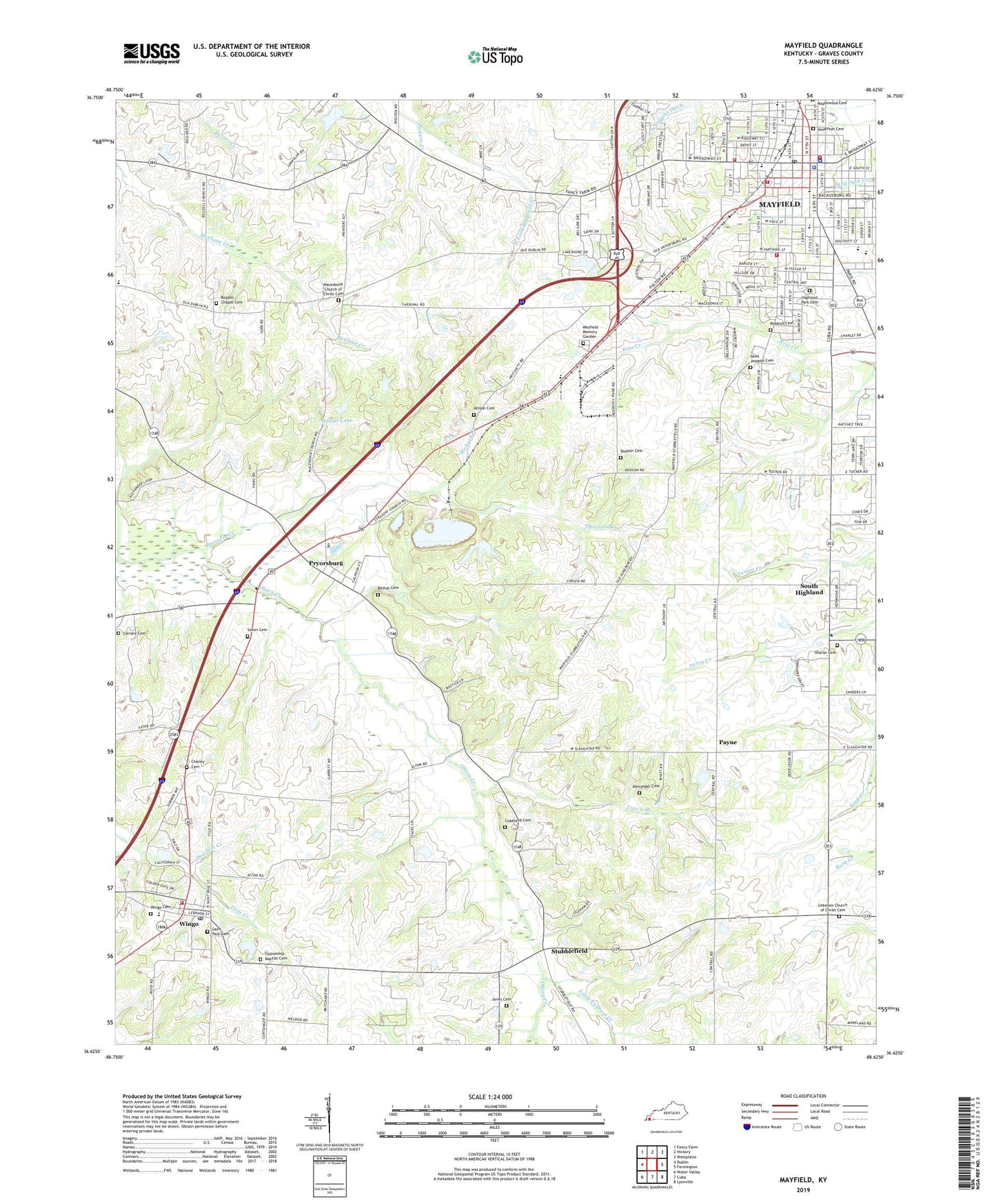 Mayfield Kentucky US Topo Map Image