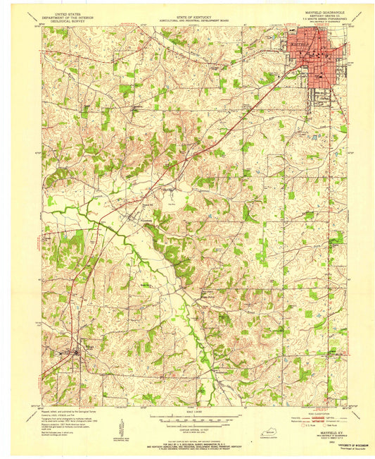 Classic USGS Mayfield Kentucky 7.5'x7.5' Topo Map Image