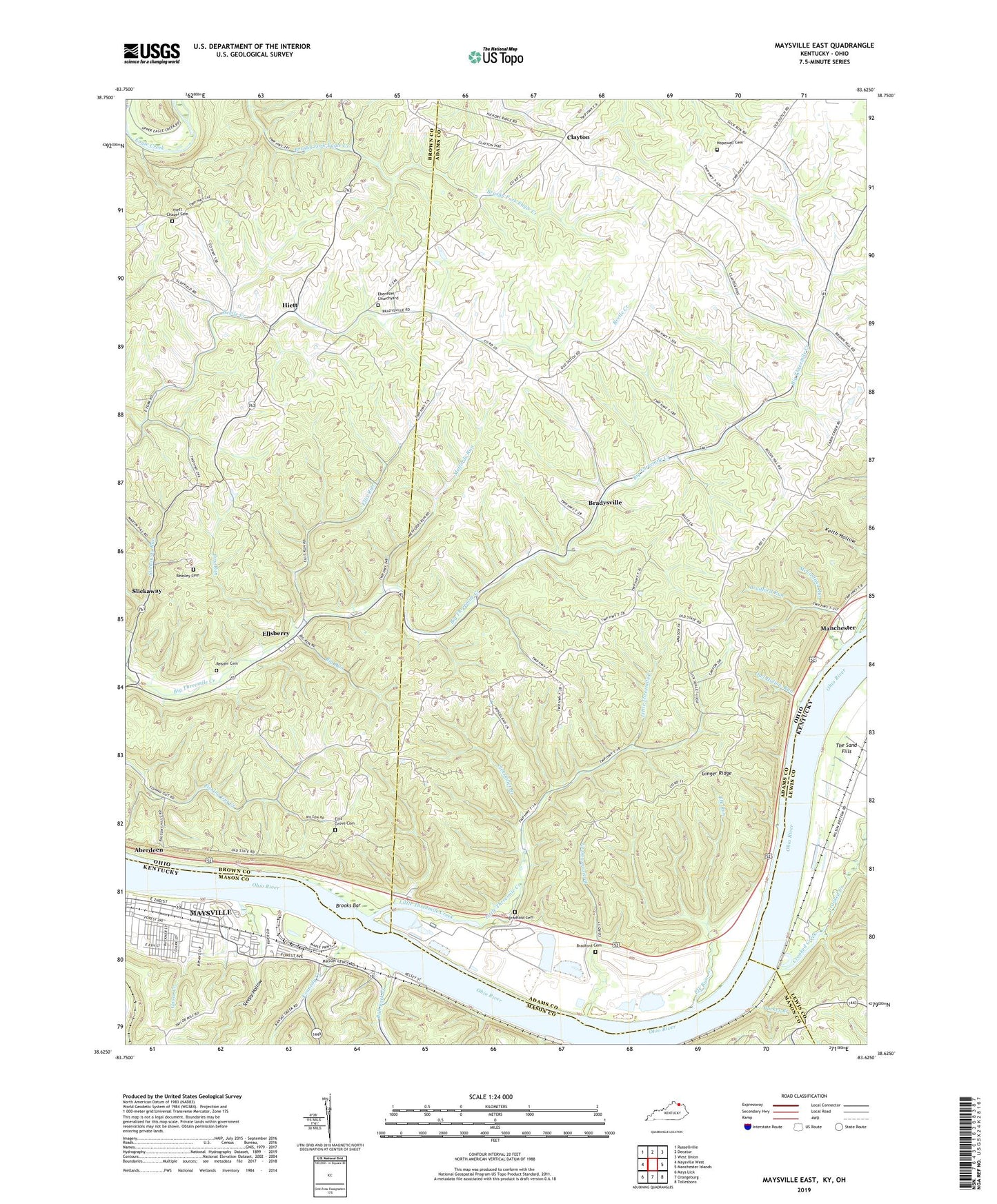 Maysville East Kentucky US Topo Map Image