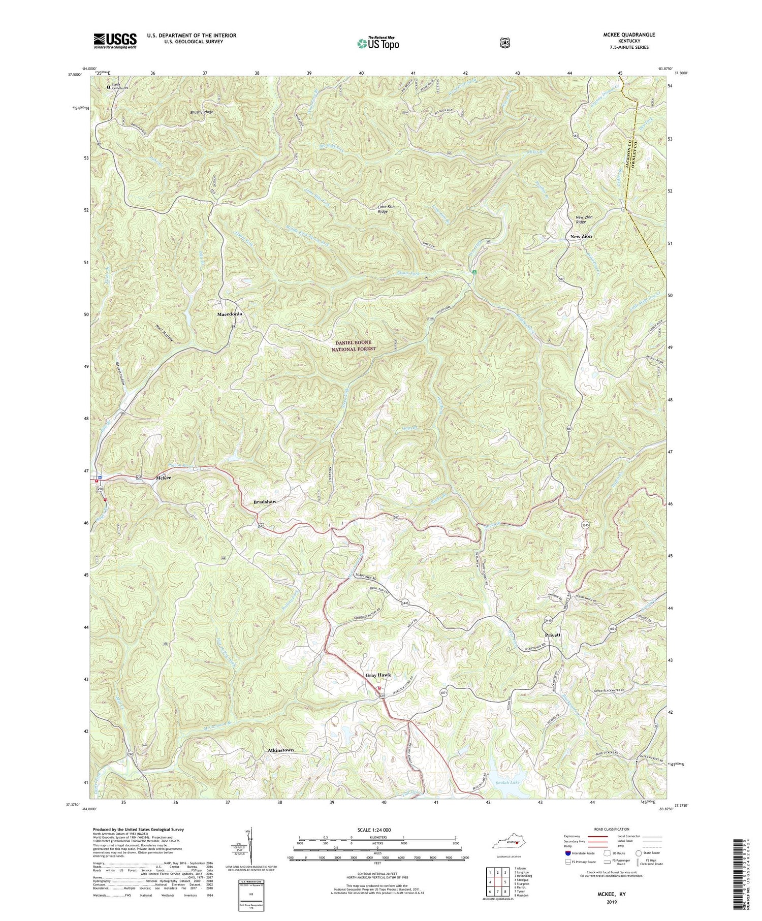 McKee Kentucky US Topo Map Image