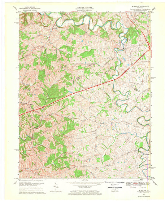 Classic USGS McBrayer Kentucky 7.5'x7.5' Topo Map Image