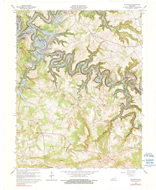 Classic USGS McDaniels Kentucky 7.5'x7.5' Topo Map Image