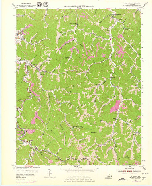 Classic USGS McDowell Kentucky 7.5'x7.5' Topo Map Image