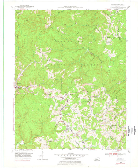 Classic USGS McKee Kentucky 7.5'x7.5' Topo Map Image