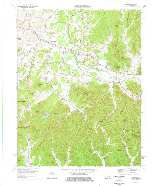 Classic USGS Means Kentucky 7.5'x7.5' Topo Map Image
