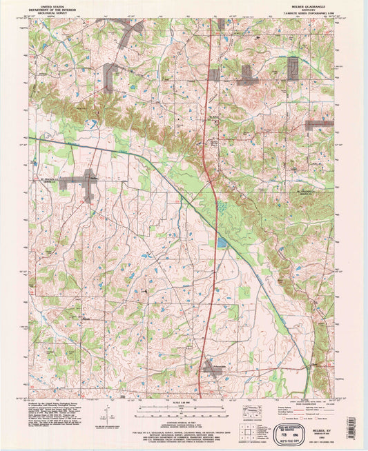 Classic USGS Melber Kentucky 7.5'x7.5' Topo Map Image