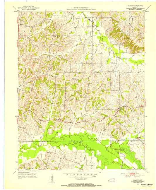 Classic USGS Milburn Kentucky 7.5'x7.5' Topo Map Image