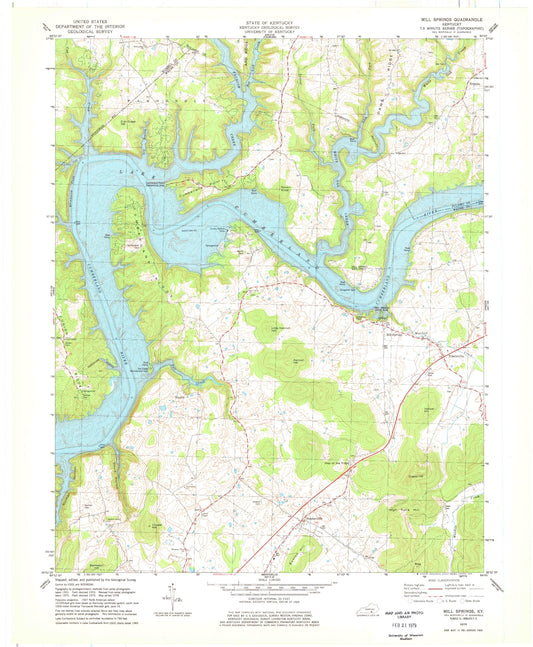 Classic USGS Mill Springs Kentucky 7.5'x7.5' Topo Map Image