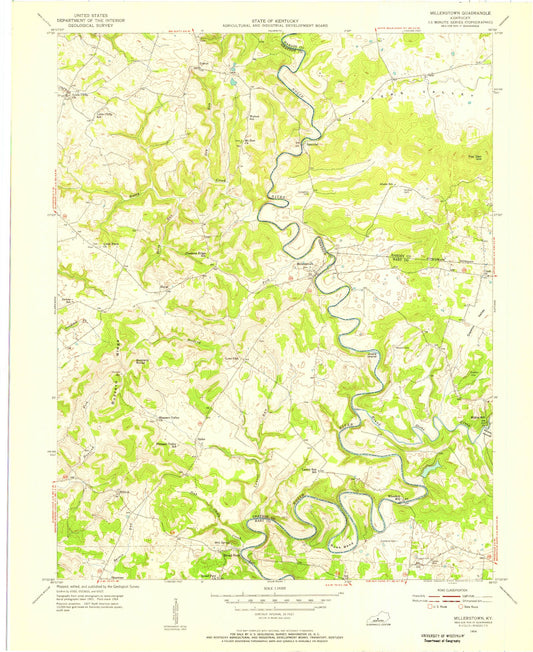 Classic USGS Millerstown Kentucky 7.5'x7.5' Topo Map Image