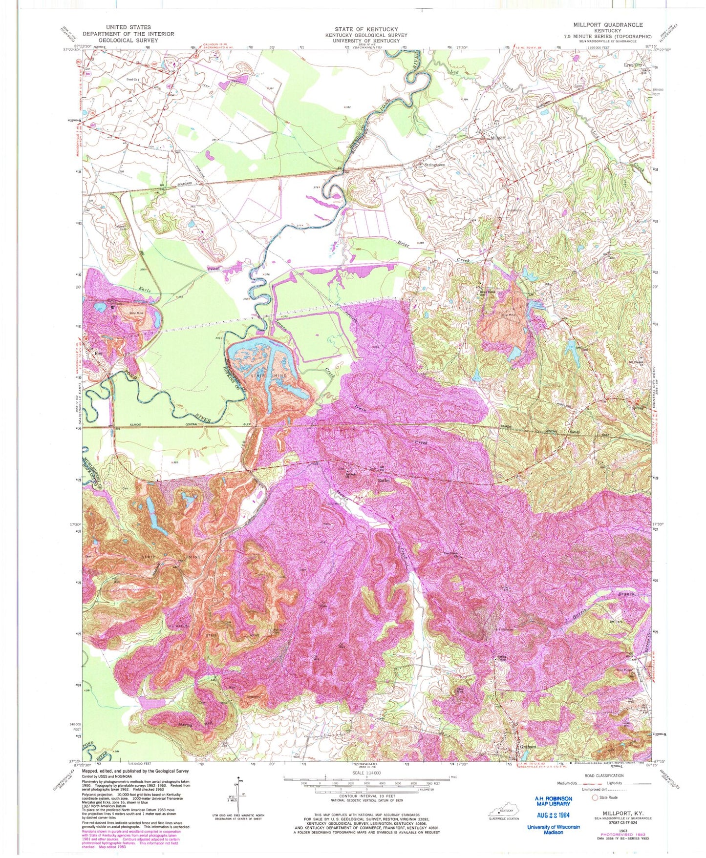 Classic USGS Millport Kentucky 7.5'x7.5' Topo Map Image