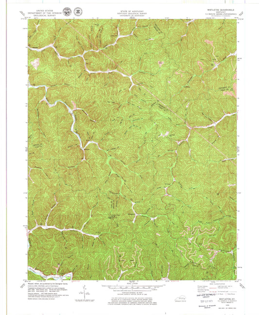 Classic USGS Mistletoe Kentucky 7.5'x7.5' Topo Map Image