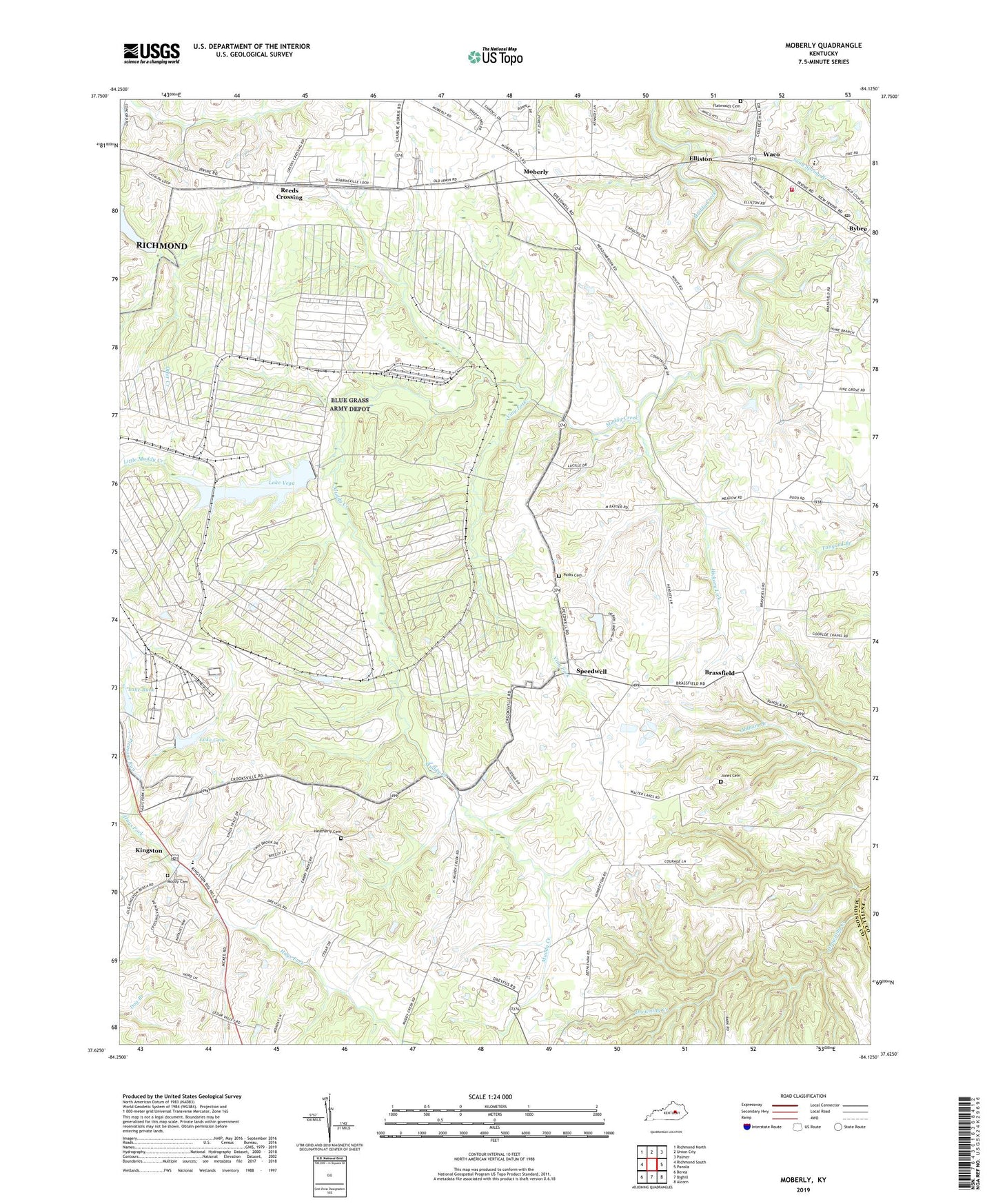 Moberly Kentucky US Topo Map Image