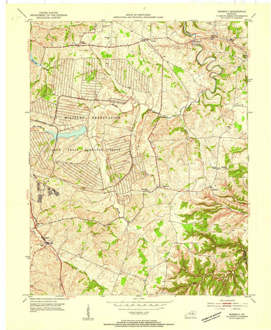 Classic USGS Moberly Kentucky 7.5'x7.5' Topo Map Image
