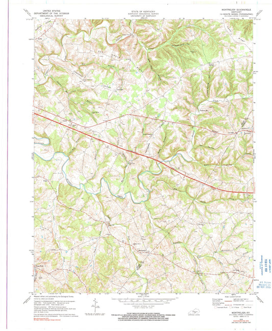 Classic USGS Montpelier Kentucky 7.5'x7.5' Topo Map Image