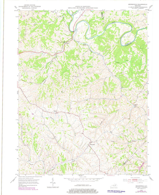 Classic USGS Moorefield Kentucky 7.5'x7.5' Topo Map Image