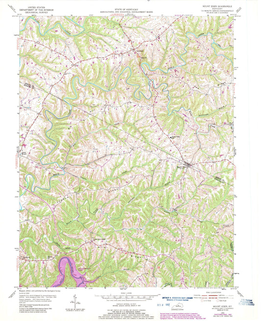 Classic USGS Mount Eden Kentucky 7.5'x7.5' Topo Map Image