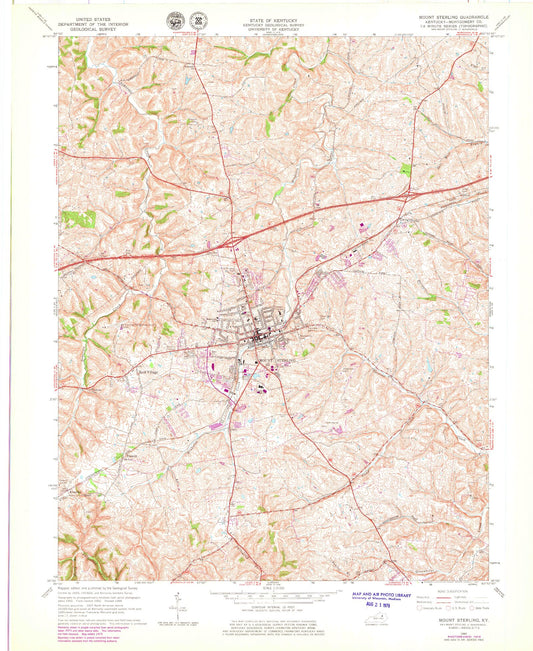 Classic USGS Mount Sterling Kentucky 7.5'x7.5' Topo Map Image