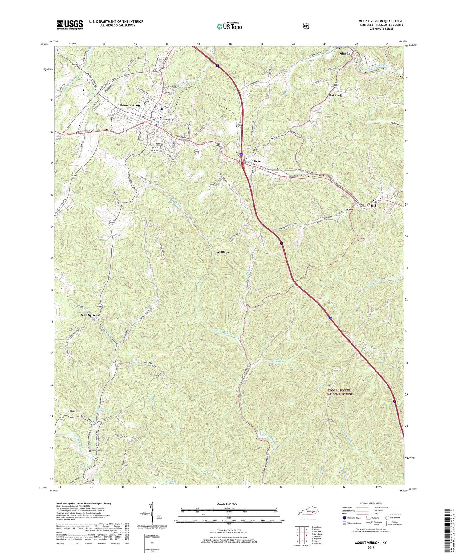 Mount Vernon Kentucky US Topo Map Image